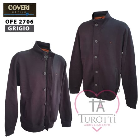Coveri Moving OFE2706 Felpa uomo zip bottoni nero taglia over - immagine 4