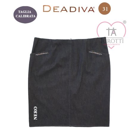 Gonna jeans DEADIVA 31 in cotone con strass sui profili delle tasche taglia calibrata - immagine 4