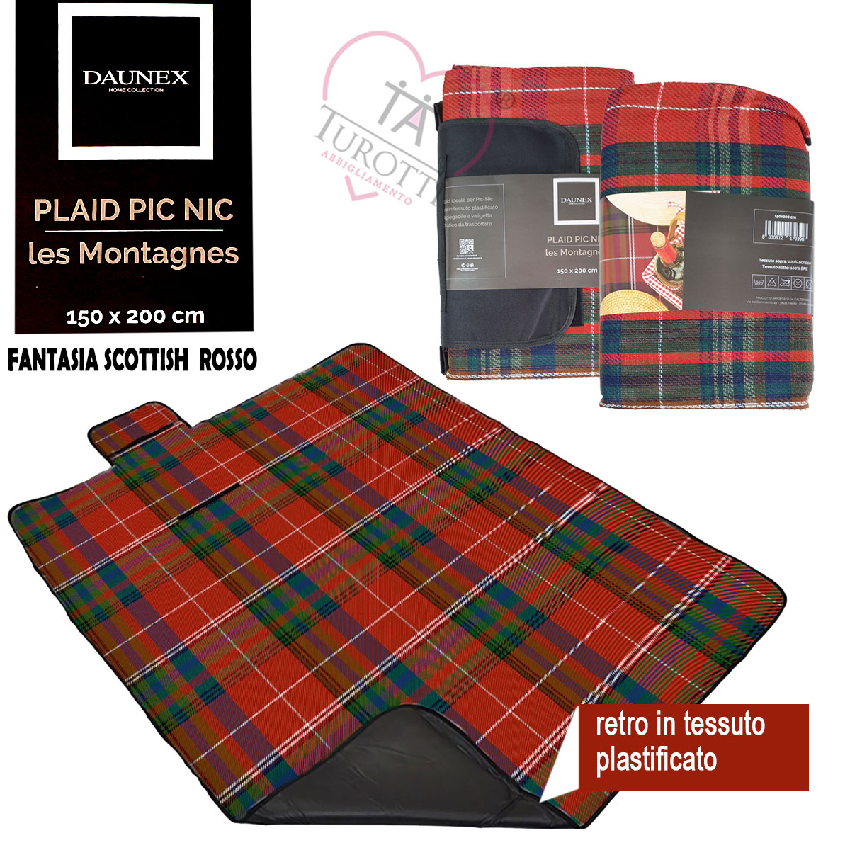 Plaid coperta in pile rossa con codice spotify e foto