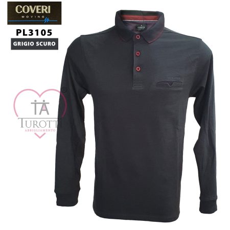 Coveri Moving Polo uomo manica lunga  cotone  art PL3105 blu - immagine 3