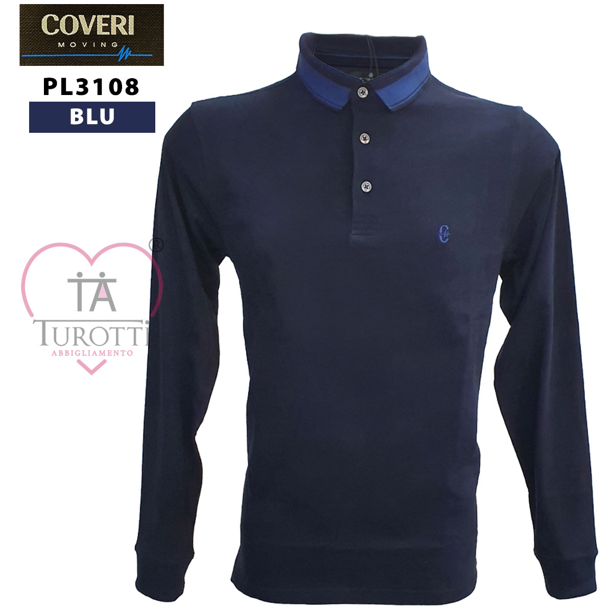 Coveri Moving Polo uomo manica lunga cotone art PL3108 - immagine 3