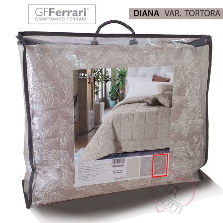Trapuntino Diana GF Ferrari matrimoniale  confezionato in tessuto jacquard tinto filo var tortora Articolo <i><span style="color: red;">ESAURITO</span></i> - immagine 2