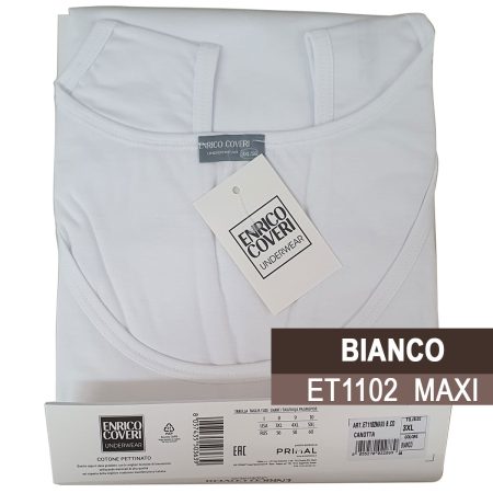 Canottiera ET1102 maxi uomo Enrico Coveri Underwear taglie conformate bianco - immagine 2