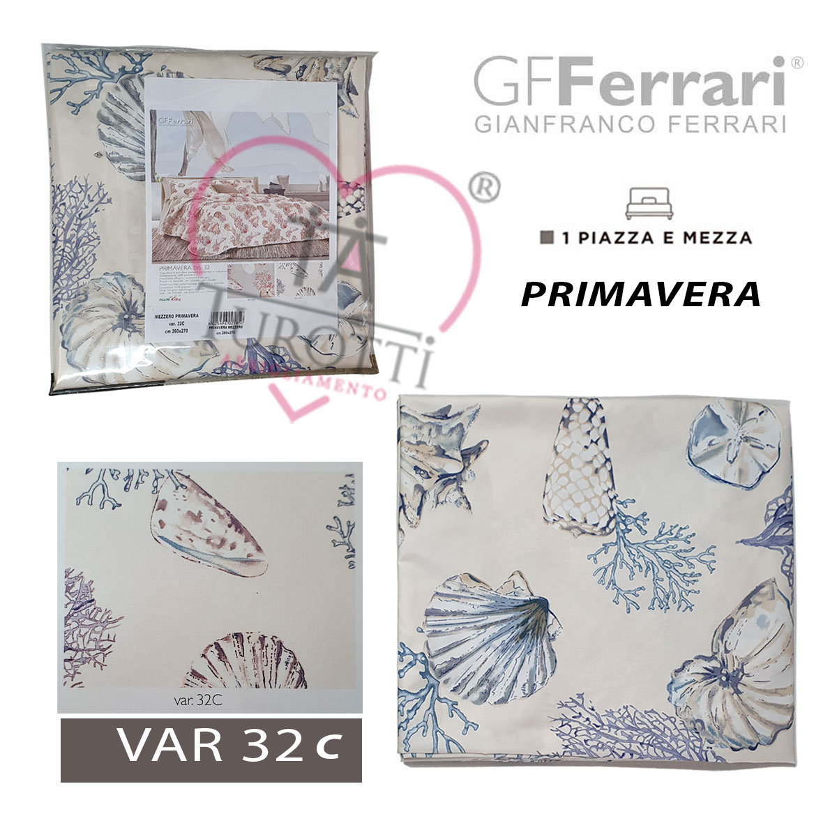 GF Ferrari Gran foulard copriletto 1 piazza e mezza Primavera dis 32 c