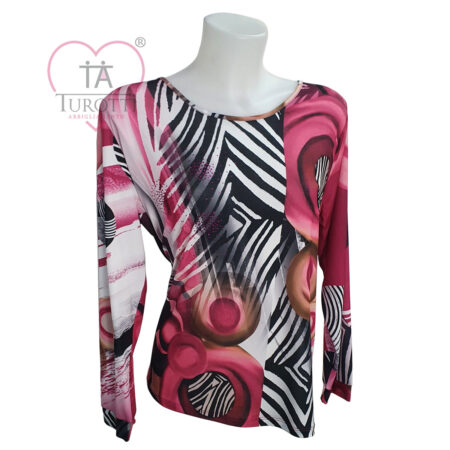 Maglia Donna Girocollo MA09184C manica lunga Clara B variante fucsia