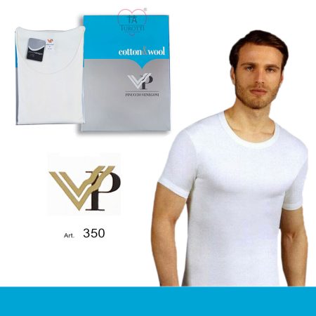 Maglia mezza manica Uomo lana cotone VP Pinuccio Venegoni art 350 bianco
