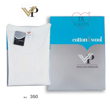 Maglia mezza manica Uomo lana cotone VP Pinuccio Venegoni art 350 bianco - immagine 2