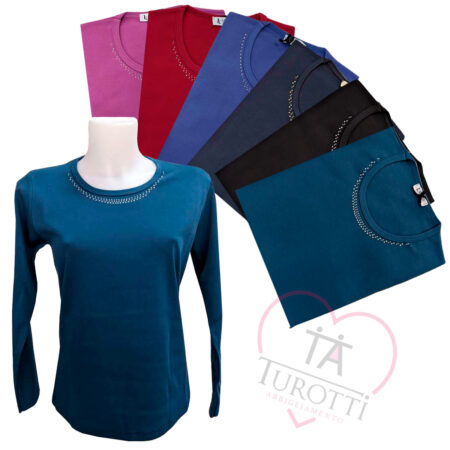 Maglia girocollo da donna in cotone Kartiza 7013