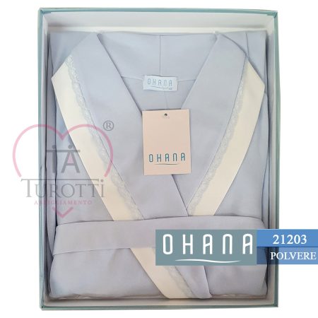 Vestaglia donna cotone interlock Ohana art 21203 colore polvere - immagine 2