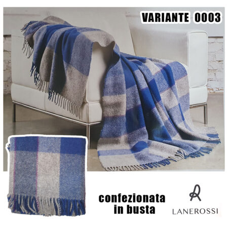 Plaid Iseo Natural check Lanerossi 130x170 var 0003 100% lana vergine