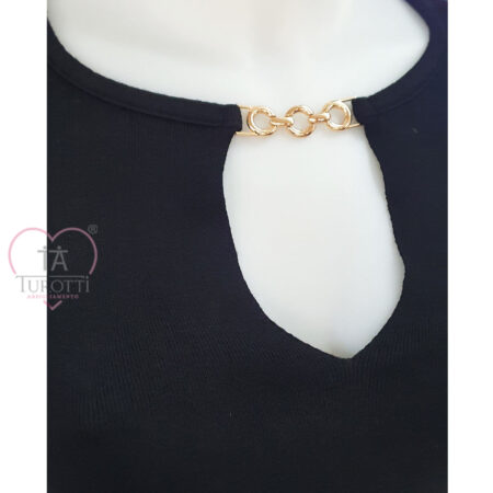 Rinascimento Abito intero nero 10915  scollato davanti con elegante catenina - immagine 2