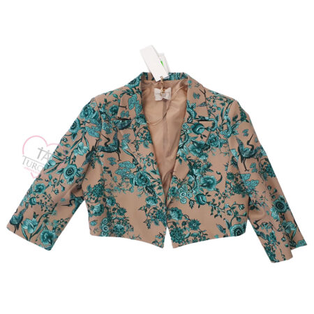 Bolero coprispalle Rinascimento 10661 beige e verde - immagine 2