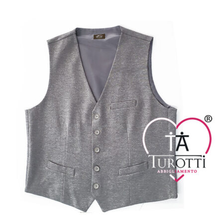 Alive to everything Gilet tessuto uomo AL1562  chiusura bottoni  grigio chiaro  taglie Over - immagine 3