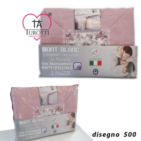 Lenzuola flanella Mont Blanc matrimoniale 2 piazze disegno 500 Lovely Home variante fucsia - immagine 2