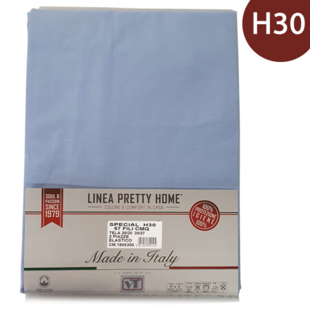 Linea Pretty Home Lenzuolo inferiore Matrimoniale 2 piazze 180x200 cm con angoli  special h30 57 fili al cmq colore azzurro