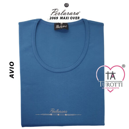 Perlarara Maglia girocollo 2069 Maxi Over Donna manica lunga strass - immagine 3