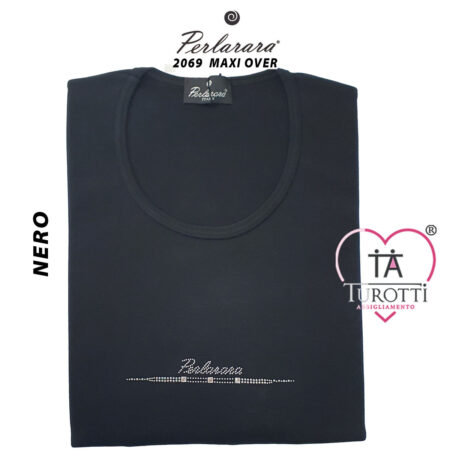 Perlarara Maglia girocollo 2069 Maxi Over Donna manica lunga strass - immagine 4