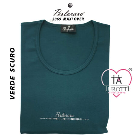 Perlarara Maglia girocollo 2069 Maxi Over Donna manica lunga strass - immagine 5