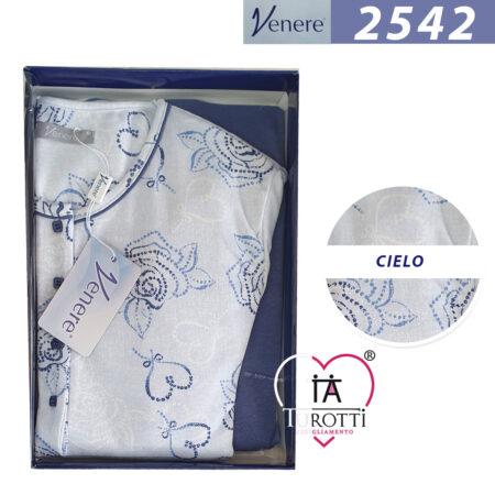 Venere Pigiama serafino donna art 2542  colore cielo
