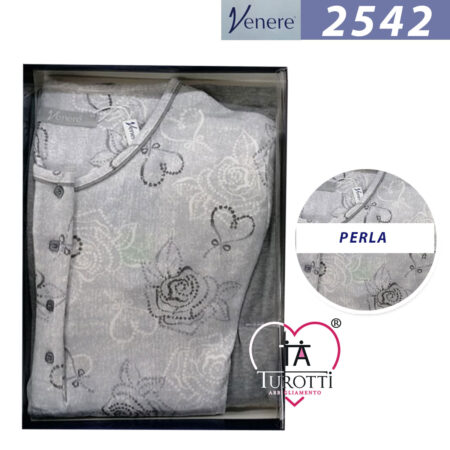 Venere Pigiama serafino donna art 2542  colore perla
