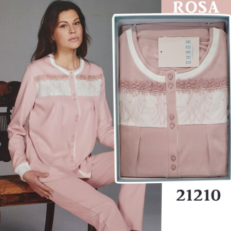 Pigiama aperto donna  Interlock Ohana  art 21210 polvere - immagine 2