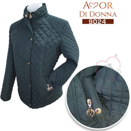 Husky donna con bottoni e zip Amor di Donna 9024 verde scuro - immagine 2