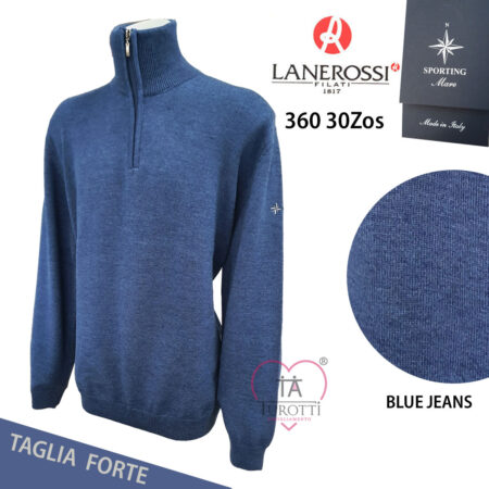 Camionista zip Uomo Lanerossi Sporting Mare  art 360/30zos  variante blue jeans taglia forte