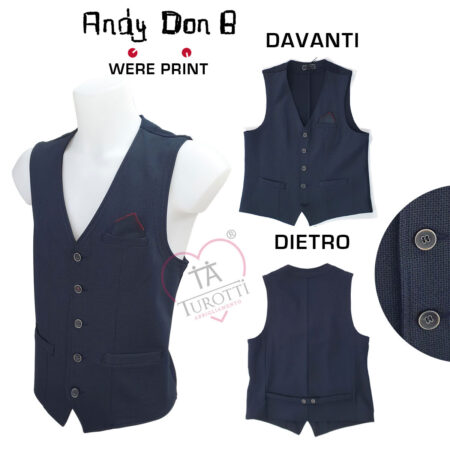 Gilet Uomo tessuto fazzoletto Andy Don B art Were Print var blu
