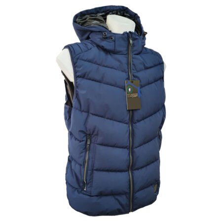 Gilet trapuntato Sea Barrier Sport Sidro-14C  con cappuccio blu - immagine 2