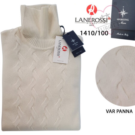Dolcevita da Uomo trecce Lanerossi Sporting Mare  art 1410/100 variante panna modal e cashmere - immagine 2
