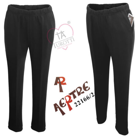 Pantalone felpato invernale donna con tasche Aertre 221662 nero