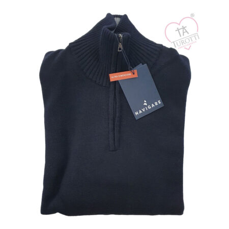 Polo zip Uomo Navigare NVFW22OV0388 misto lana  dark blue taglia forte - immagine 2