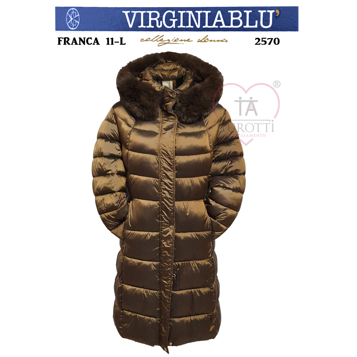 Giaccone donna trapuntato cappuccio Virginia Blu Franca 11L - immagine 2