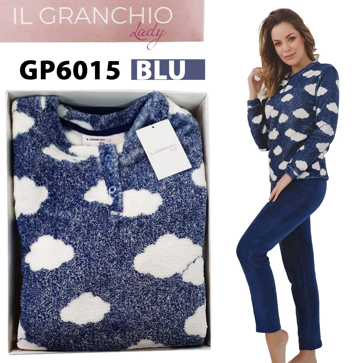 Il Granchio Lady Pigiama donna serafino GP6015 Coral blu