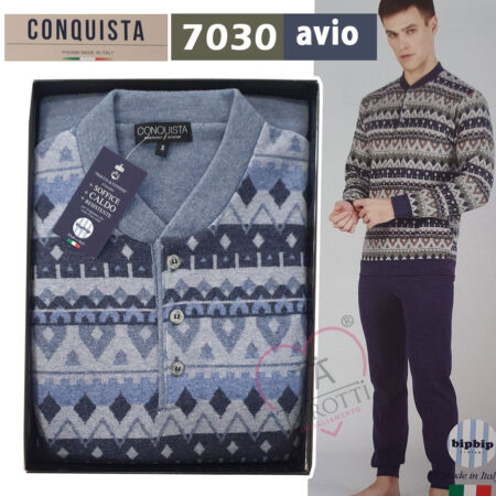Bip Bip Conquista  Pigiama Uomo serafino bordato 7030  punto Milano variante navy - immagine 2