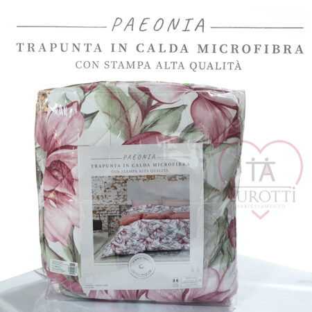 Trapunta fiori singolo microfibra Peonia Easy Home rosa - immagine 2
