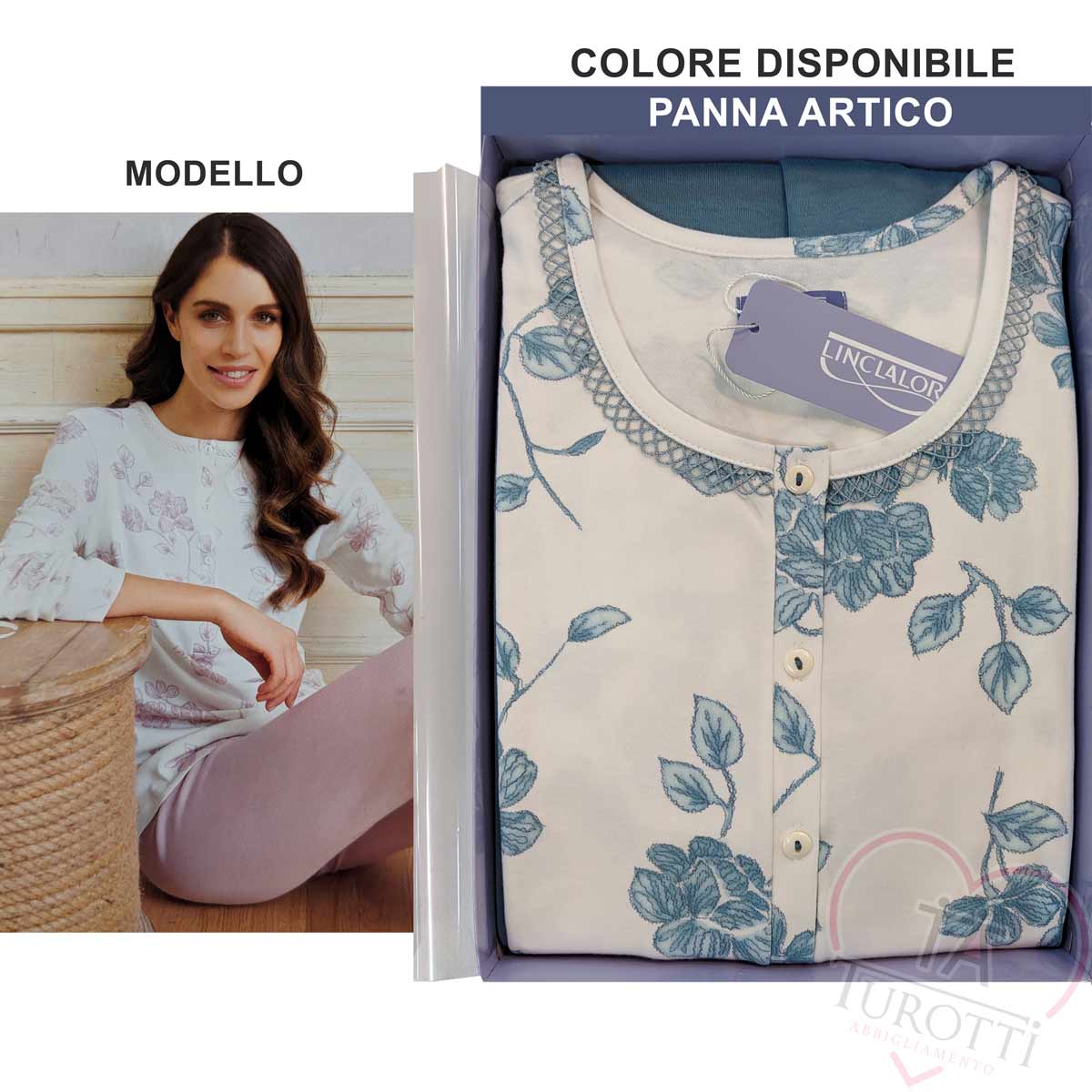Pigiama serafino conformato donna Linclalor L02 92764 0233