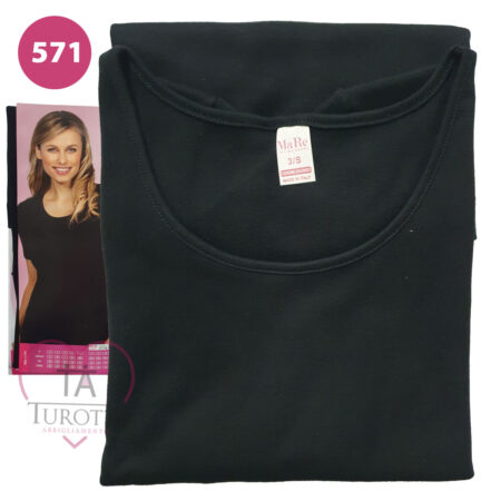 Maglia intima donna 571 5718 Ma re mezza manica colore nero cotone felpato - immagine 2
