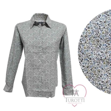 Camicia in flanella donna manica lunga  Sofia  beige a fiori  Sofia Lady Law