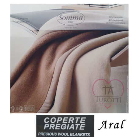 Somma coperta matrimoniale Aral  variante colore naturale 210x250 coperte pregiate 60% cammello, 40% lambswool di merino australiano - immagine 2
