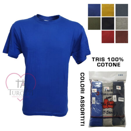 T-Shirt  Sky The Fruits uomo girocollo Tris vari colori  3 colori assortiti per busta - immagine 2