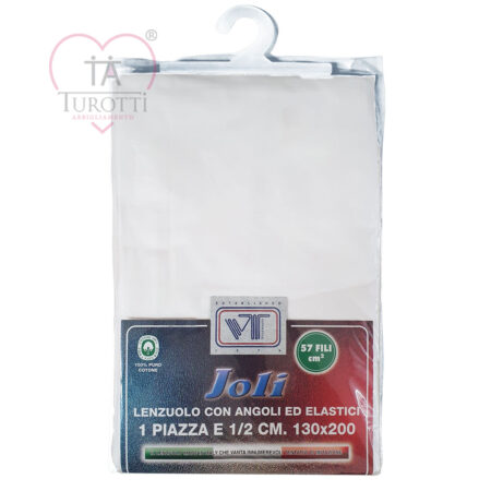 Lenzuolo inferiore con angoli ed elastici 130x200 cm 1 piazza e mezza Joli  VT bianco e colorato - immagine 3