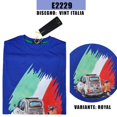 T-Shirt  girocollo uomo Easy  art E2229 disegno Vintage Italia  taglie maxi - immagine 3