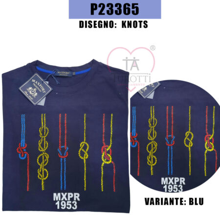 T-Shirt  Maxfort uomo girocollo art P23365 disegno Knots taglie maxi - immagine 2
