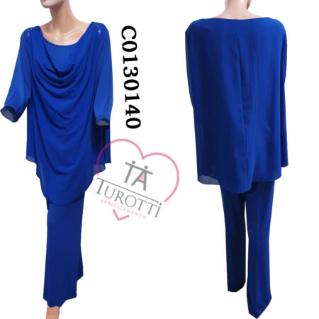 Completo donna  casacca pantalone leggero Clarin Shavien art 130140  blu - immagine 2