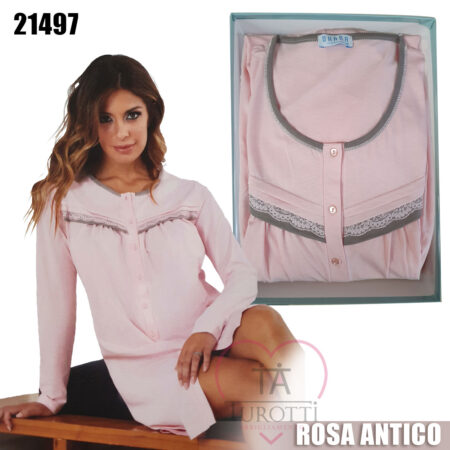 Canotta Clinica Ohana cotone manica lunga cotone peso leggero art 21497 rosa antico
