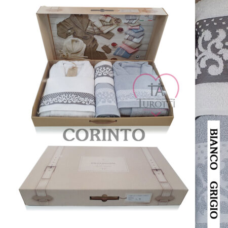 Completo bagno 8 pezzi spugna Corinto variante panna fango - immagine 4