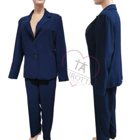 Tailleur blu giacca pantalone taglia calibrata Elena Faldone - immagine 2