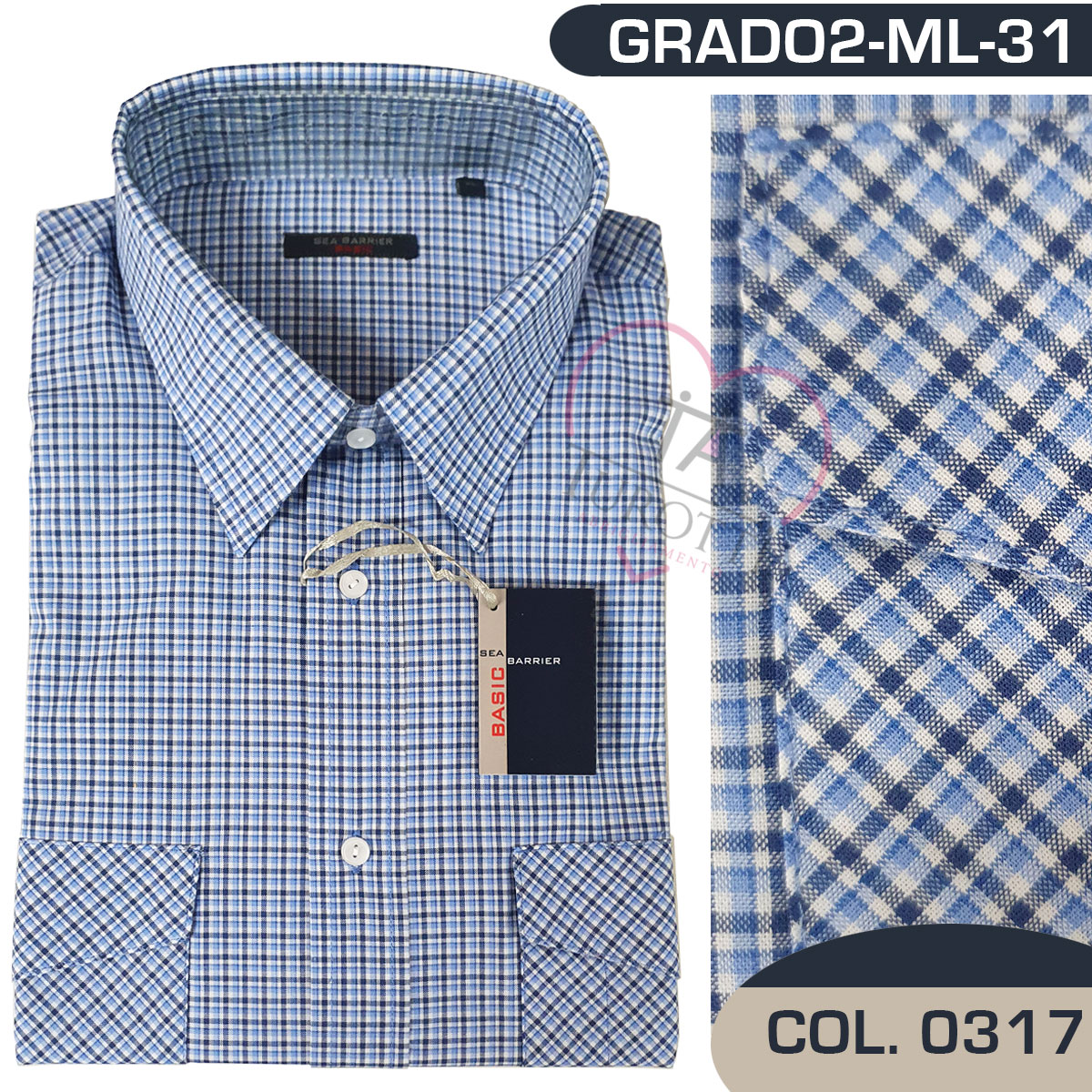 Sea Barrier GRADO2 Camicia Camicia uomo ML-31 manica lunga variante quadri grandi colore 0317