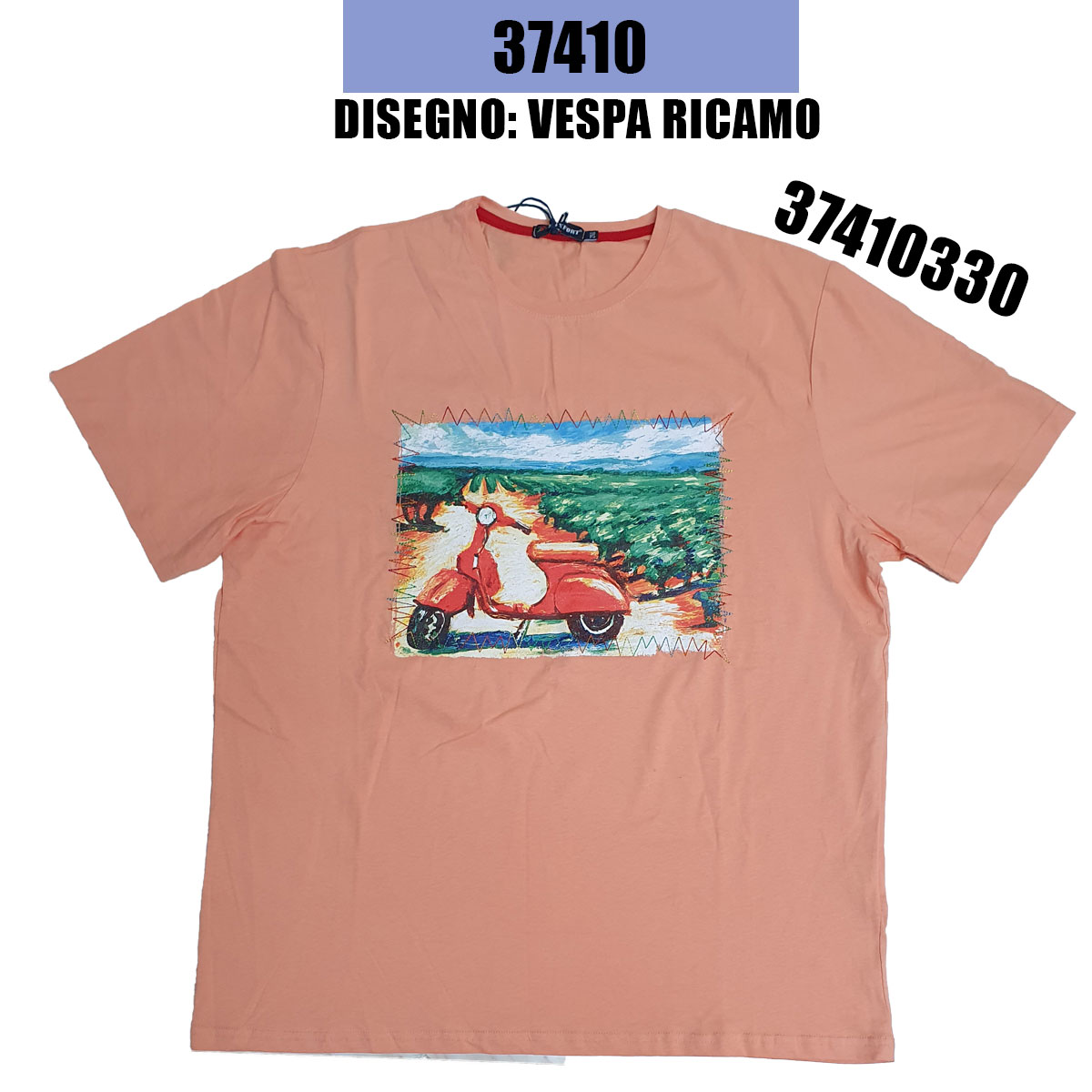 T-Shirt uomo Maxfort girocollo art 37410 disegno vespa ricamo taglie maxi - immagine 2